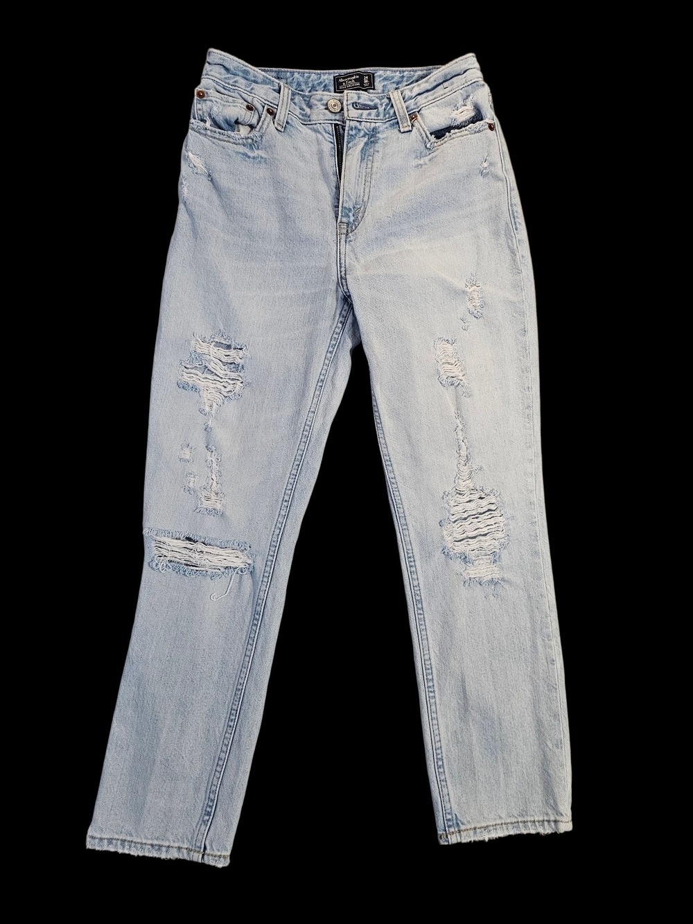 Abercrombie & Fitch Light Wash Distressed Cropped Jeans